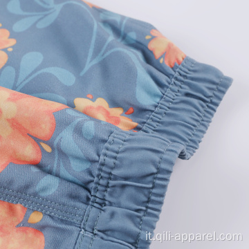 Pantaloncini da spiaggia floreali stampati in stile sportivo